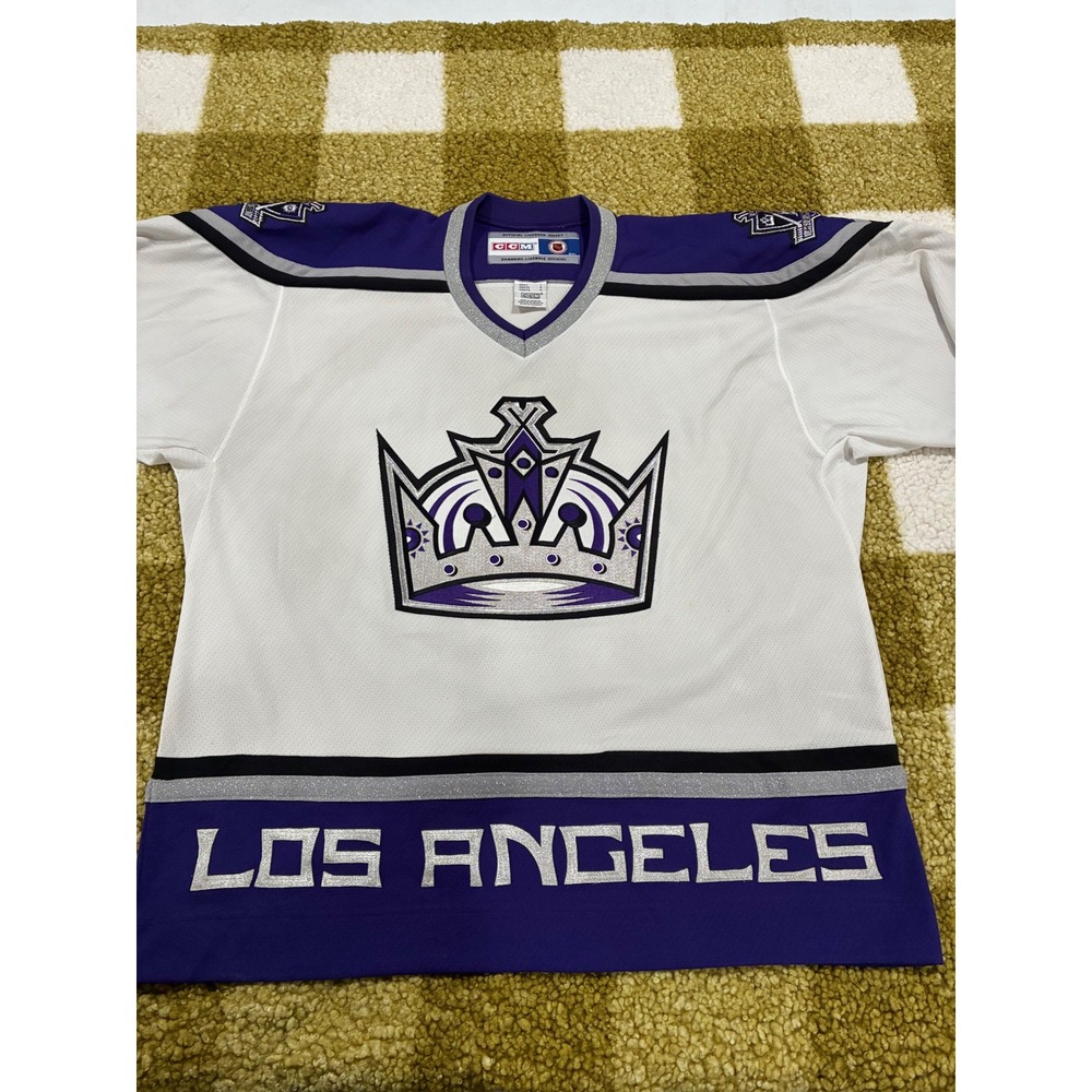 CCM Los Angeles Kings NHL Hockey Jersey White Purple Silver Crown Vintage L - Picture 2 of 10